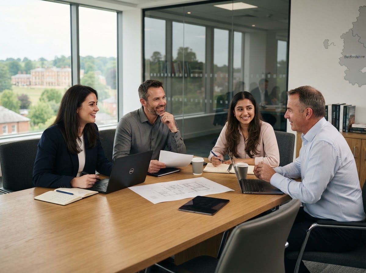 Lutonvenues team reviewing AI-driven portfolio risk analysis